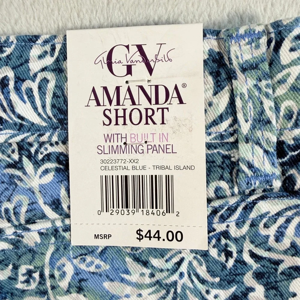 Gloria Vanderbilt Amanda Classic High Rise Floral Denim Shorts Blue NWT 8